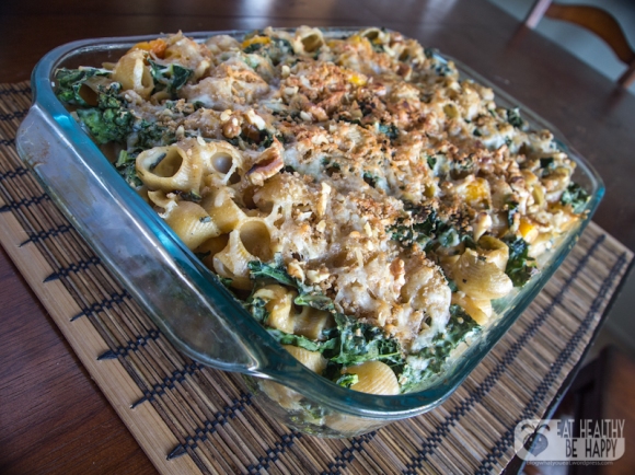 Creamy Butternut Squash Baked Pasta with Kale and Walnuts | Eat Healthy Be Happy